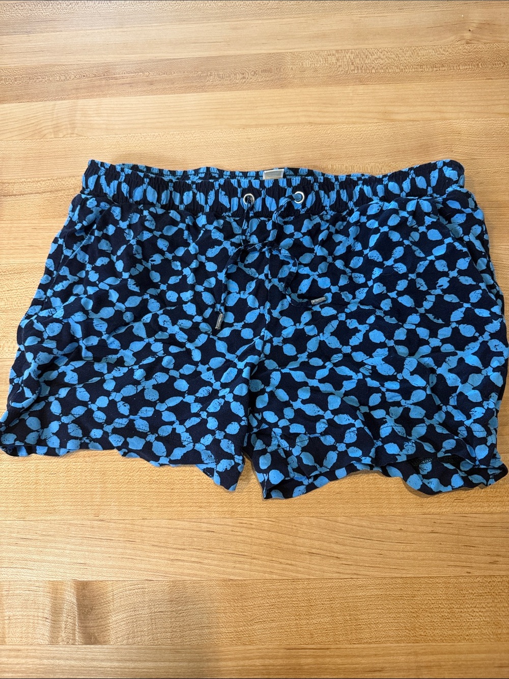 Blue Patterned Women's Drawstring Shorts